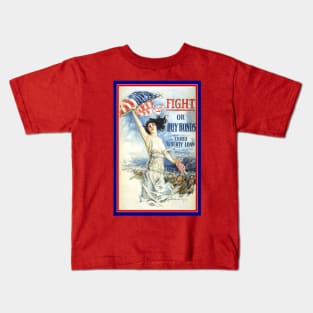 Lady Liberty with American Flag Kids T-Shirt
